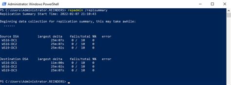 powershell check ad replication health